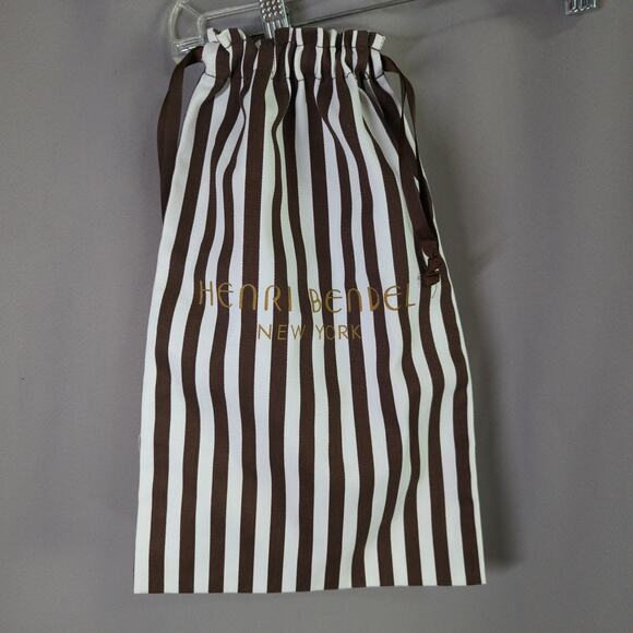 Henri Bendel New York Dust Bag Small Brown White 9x15 Drawstring - Picture 7 of 8